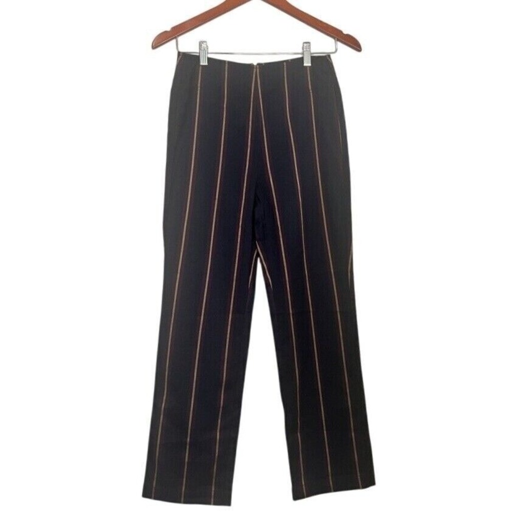 NWOT Pistola Black Ankle Length Pinstriped‎ Pants Size Small Straight Leg